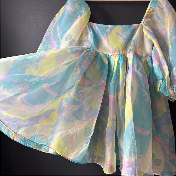 Selkie The Electric Lady Puff Organza Babydoll Mini Dress Size Medium - Picture 10 of 14